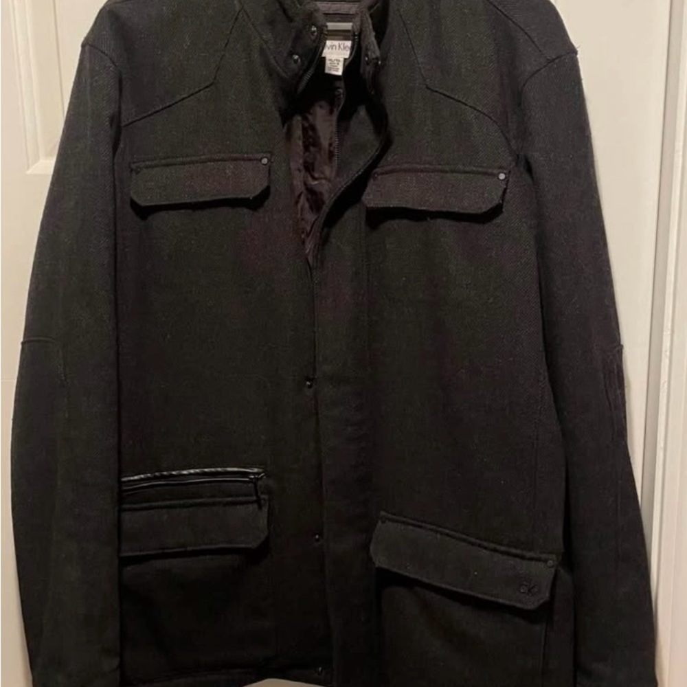 Calvin Klein Men's Dark Gray Military Jacket